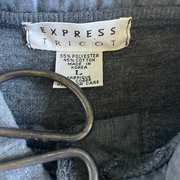 Vintage 90s Express Tricot Collared Button Front Knit Long Sleeve in Grey Blue - Picture 10 of 10